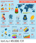 Electricity isometric infographics set with power and energetics industry symbols and charts vector illustration. Electricity Isometric Infographics. Стоковая иллюстрация, агентство Ingram Publishing / Фотобанк Лори