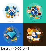 Poker icons set . Poker with online playing winning and hand icons set flat isolated vector illustration . Стоковая иллюстрация, агентство Ingram Publishing / Фотобанк Лори
