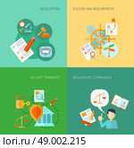 Compliance design concept set with regulations policies and requirements flat icons isolated vector illustration. Flat Compliance Set. Стоковое фото, агентство Ingram Publishing / Фотобанк Лори