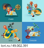 Navigation design concept set with gps markers places routing cartoon icons isolated vector illustration. Navigation Concept Set. Стоковая иллюстрация, агентство Ingram Publishing / Фотобанк Лори