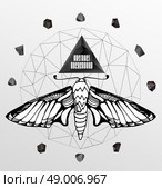 Abstract  gothic sacral illustration with polygon,  crystal design element, symbol, sign for tattoo. Стоковая иллюстрация, агентство Ingram Publishing / Фотобанк Лори