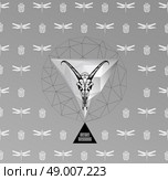 Abstract  gothic sacral illustration with polygon,  crystal design element, symbol, sign for tattoo. Стоковая иллюстрация, агентство Ingram Publishing / Фотобанк Лори