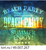 Polygonal seaside view sammer poster  with typography elements. Polygonal background illustration. Polygonal seaside view sammer poster. Стоковая иллюстрация, агентство Ingram Publishing / Фотобанк Лори