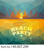 Polygonal seaside view sammer poster  with typography elements. Polygonal background illustration. Polygonal seaside view sammer poster. Стоковая иллюстрация, агентство Ingram Publishing / Фотобанк Лори