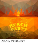 Polygonal seaside view sammer poster  with typography elements. Polygonal background illustration. Стоковая иллюстрация, агентство Ingram Publishing / Фотобанк Лори