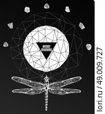 Abstract hipster poster with illustration drawn by hand and polygonal design element, symbol, sign for tattoo. Стоковая иллюстрация, агентство Ingram Publishing / Фотобанк Лори