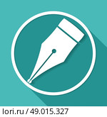 Icon pen on white circle with a long shadow. Стоковая иллюстрация, агентство Ingram Publishing / Фотобанк Лори
