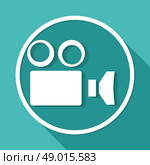 Camcorder Camera icon on white circle with a long shadow. Стоковая иллюстрация, агентство Ingram Publishing / Фотобанк Лори