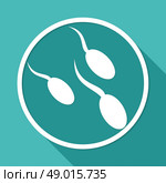 Sperm icon on white circle with a long shadow. Стоковая иллюстрация, агентство Ingram Publishing / Фотобанк Лори