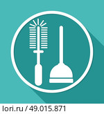 Icon Plunger on white circle with a long shadow. Стоковая иллюстрация, агентство Ingram Publishing / Фотобанк Лори