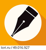 Icon pen on white circle with a long shadow. Стоковая иллюстрация, агентство Ingram Publishing / Фотобанк Лори