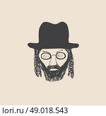 Man with mustache wearing a vintage hat. sketch style. Стоковая иллюстрация, агентство Ingram Publishing / Фотобанк Лори