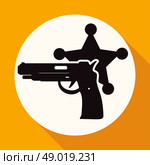 Icon modern police on white circle with a long shadow. Стоковая иллюстрация, агентство Ingram Publishing / Фотобанк Лори