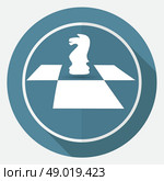 Icon Chess on white circle with a long shadow. Стоковая иллюстрация, агентство Ingram Publishing / Фотобанк Лори