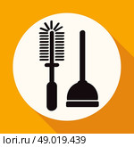 Icon Plunger on white circle with a long shadow. Стоковая иллюстрация, агентство Ingram Publishing / Фотобанк Лори