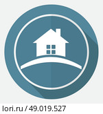 Icon house on white circle with a long shadow. Стоковая иллюстрация, агентство Ingram Publishing / Фотобанк Лори