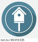 Icon bird-house on white circle with a long shadow. Стоковая иллюстрация, агентство Ingram Publishing / Фотобанк Лори