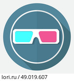 3d glasses icons on white circle with a long shadow. Стоковая иллюстрация, агентство Ingram Publishing / Фотобанк Лори