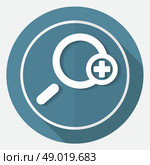 Magnify icon on white circle with a long shadow. Стоковая иллюстрация, агентство Ingram Publishing / Фотобанк Лори
