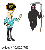 Grim Reaper giving a light to a man with a cigarette. Стоковая иллюстрация, агентство Ingram Publishing / Фотобанк Лори