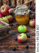 Honey Spas. Still life from the harvest of ripe apples and honey to the Church celebration of the apple feast day.Photo tinted. Стоковое фото, агентство Ingram Publishing / Фотобанк Лори