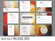 Set of 9 templates for presentation slides. Abstract vibrant backgrounds. Triangle design vectors . Set of 9 templates for presentation slides. Abstract vibrant backgrounds. Triangle design vectors. Стоковая иллюстрация, агентство Ingram Publishing / Фотобанк Лори