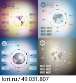 Infographics with unfocused backgrounds and icons, set for business design vector. Стоковая иллюстрация, агентство Ingram Publishing / Фотобанк Лори