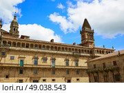 Santiago de Compostela Cathedral end of Saint James Way Plaza Obradoiro in Galicia Spain. Стоковое фото, агентство Ingram Publishing / Фотобанк Лори