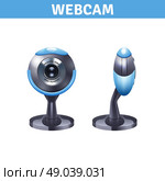  Webcam Realistic Design . Webcam realistic design with front and side views isolated vector illustration . Стоковая иллюстрация, агентство Ingram Publishing / Фотобанк Лори