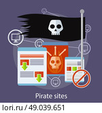 Homepage of pirate sites with flag concept. Can be used for web banners, marketing and promotional materials, presentation templates. Стоковая иллюстрация, агентство Ingram Publishing / Фотобанк Лори