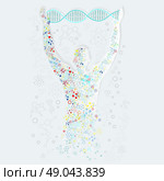 Form man with human DNA. Concept scientific. Research molecule, chemistry medical, biology technology, atom and gene medicine, biotechnology evolution, molecular structure, genetic spiral illustration. Стоковая иллюстрация, агентство Ingram Publishing / Фотобанк Лори