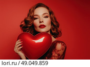 Женщина с символом любви. Стоковое AI-изображение, AI-художник Александр Жуков / Фотобанк Лори