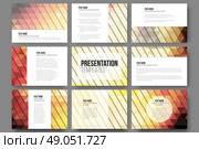 Set of 9 templates for presentation slides. Abstract gray backgrounds. Triangle design vectors . Set of 9 templates for presentation slides. Abstract gray backgrounds. Triangle design vectors. Стоковая иллюстрация, агентство Ingram Publishing / Фотобанк Лори