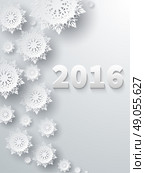 Snowflakes background for winter and new year, christmas theme. Snow, christmas, snowflake background, snowflake winter. 3D paper snowflakes. Happy New Year 2016. Silver snowflake. Snowflakes shadow. Стоковая иллюстрация, агентство Ingram Publishing / Фотобанк Лори