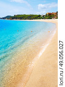Platja Fenals Fanals Beach in Lloret de Mar at Costa Brava of Catalonia Girona Spain. Стоковое фото, агентство Ingram Publishing / Фотобанк Лори