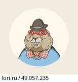 Hand drawn card for Groundhog Day with marmot hipster. Стоковая иллюстрация, агентство Ingram Publishing / Фотобанк Лори