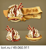Sweet dessert with chocolate, retro vector icon. Стоковая иллюстрация, агентство Ingram Publishing / Фотобанк Лори