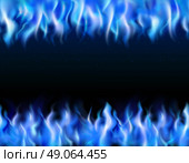 Blue Fire Tileable Borders . Blue fire tileable realistic borders on black background isolated vector illustration . Стоковая иллюстрация, агентство Ingram Publishing / Фотобанк Лори