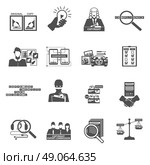 Compliance copyright law black icons set. Copyright compliance law transparency black icons set with original and fake products pictograms abstract isolated vector illustration. Стоковая иллюстрация, агентство Ingram Publishing / Фотобанк Лори