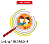 Icon flat style concept target audience. Business marketing, infographic information, social chart, data market, development and research infograph illustration. Стоковая иллюстрация, агентство Ingram Publishing / Фотобанк Лори