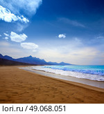 Cofete Fuerteventura Barlovento beach at Canary Islands of Spain. Стоковое фото, агентство Ingram Publishing / Фотобанк Лори
