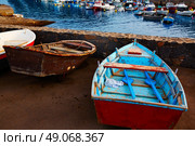 El Cotillo port fisherboats in Fuerteventura at Canary Islands of Spain. Стоковое фото, агентство Ingram Publishing / Фотобанк Лори