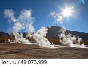 Geyser field El Tatio in Atacama desert, Chile. Стоковое фото, агентство Ingram Publishing / Фотобанк Лори