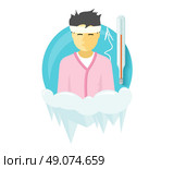 Winter illness season people design. Cold and sick, virus and health, flu infection, fever disease, sickness and temperature, unwell and scarf illustration. Infected infographic. Illness concept. Стоковая иллюстрация, агентство Ingram Publishing / Фотобанк Лори
