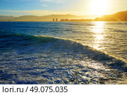 Cullera Playa los Olivos beach sunset in Mediterranean Valencia at Spain. Стоковое фото, агентство Ingram Publishing / Фотобанк Лори