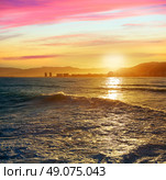 Cullera Playa los Olivos beach sunset in Mediterranean Valencia at Spain. Стоковое фото, агентство Ingram Publishing / Фотобанк Лори