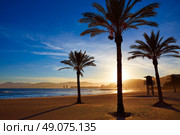 Cullera Playa los Olivos beach sunset in Mediterranean Valencia at Spain. Стоковое фото, агентство Ingram Publishing / Фотобанк Лори