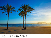 Cullera Playa los Olivos beach sunset in Mediterranean Valencia at Spain. Стоковое фото, агентство Ingram Publishing / Фотобанк Лори