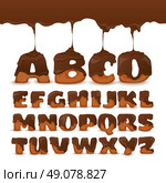 Melting Chocolate  Alphabet Cookies Collection Poster. Melting chocolate ginger cookies letters frosting poster with appetizing mouth watering alphabet for kids abstract vector illustration. Стоковая иллюстрация, агентство Ingram Publishing / Фотобанк Лори