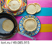 Sopes handmade mexican traditional food thick corn masa tortillas. Стоковое фото, агентство Ingram Publishing / Фотобанк Лори